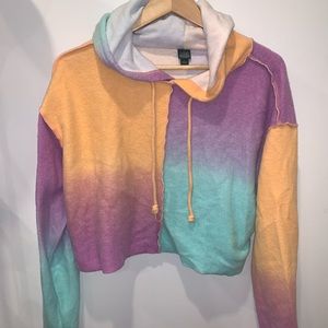 Patchwork hooded crop top